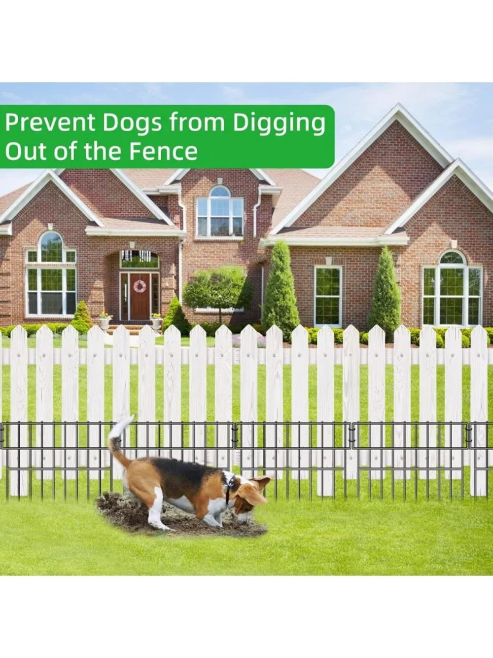 39.5ft No Dig Dog Barrier Fence - 28 Panels, Anti-Digging, Rustproof Garden